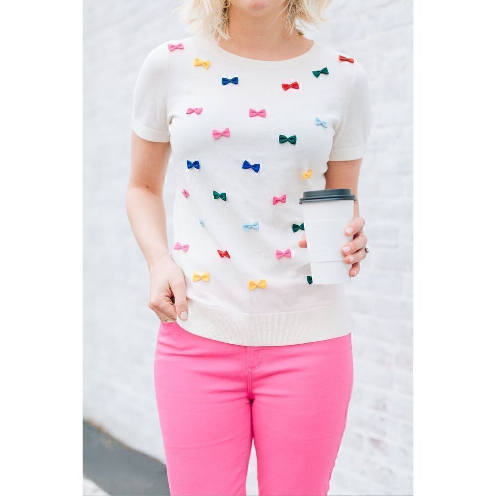 Talbots Party Bows Crewneck Sweater SP